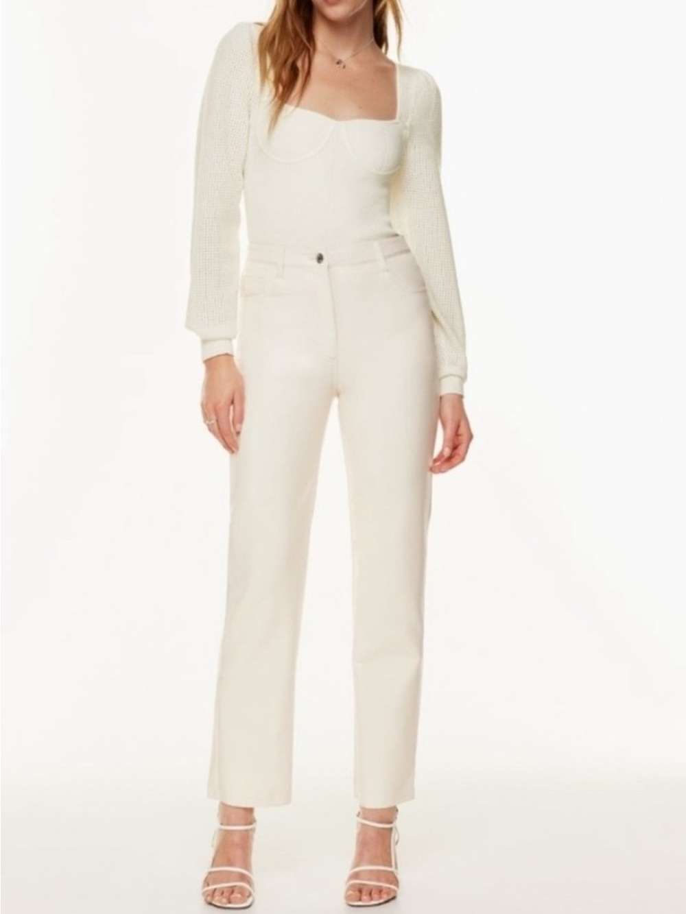 Aritzia Cream Straight-Leg Trousers